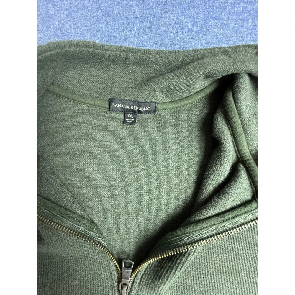 Banana Republic Mens XXL Green Ribbed Quarter Zip Pullover Sweater 1799236